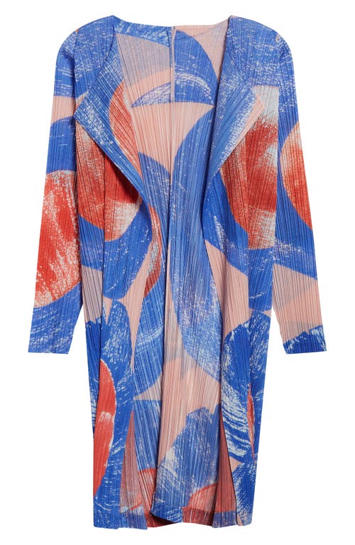 Shop Issey Miyake Pleats Please Backlight Pleated Cardigan In Red/blue