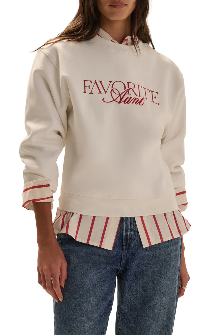 Favorite Aunt Graphic Sweatshirt, Main, color, SUGAR/ TRUE RED