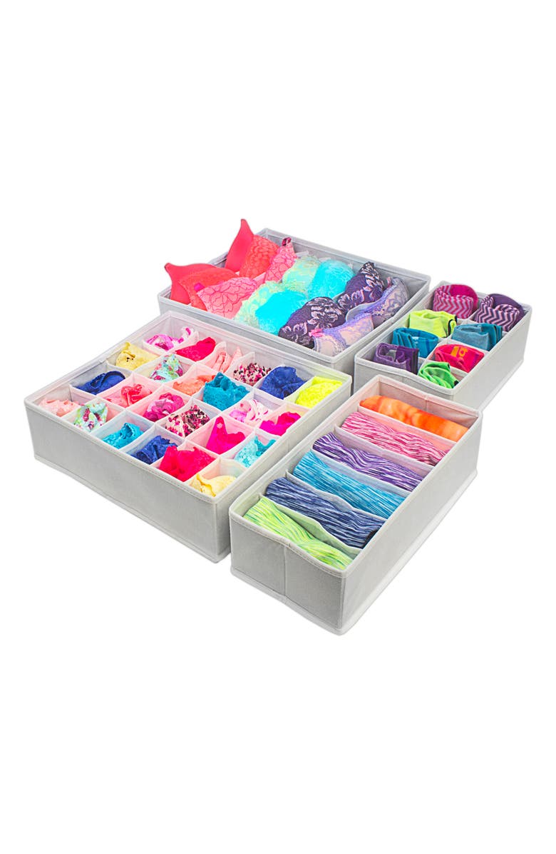 SORBUS Foldable Drawer Dividers, Storage Boxes & Organizer - Set of 4 - White, Alternate, color,