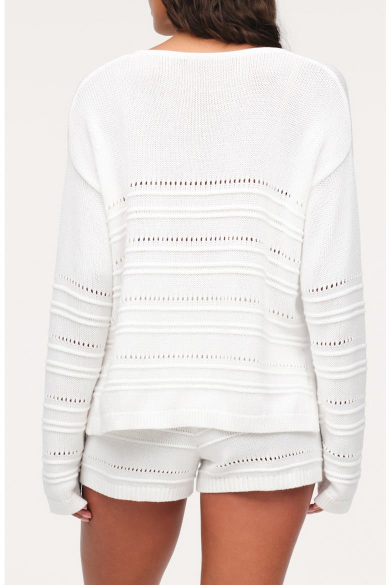 Marine V-Neck Cotton Sweater, Alternate, color, WHITE