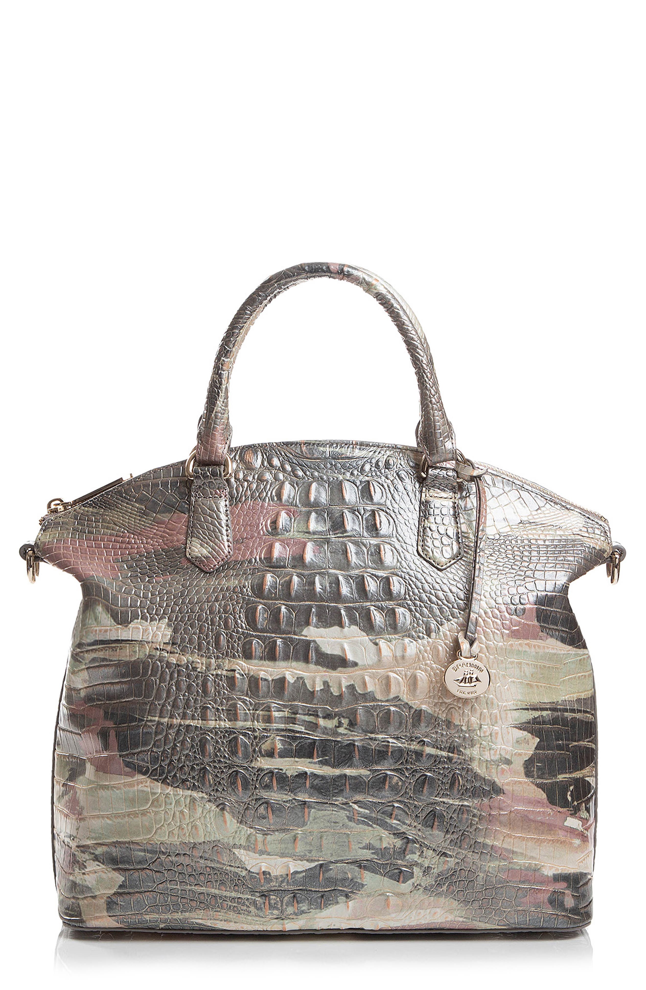 Brahmin Large Duxbury Croc Embossed Leather Satchel, Main, color, 