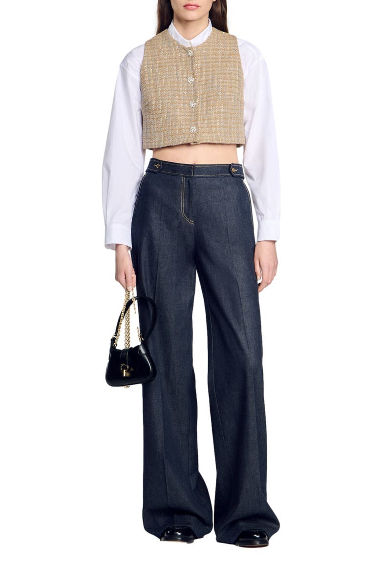 SANDRO Tweed Vest, Alternate, color, 