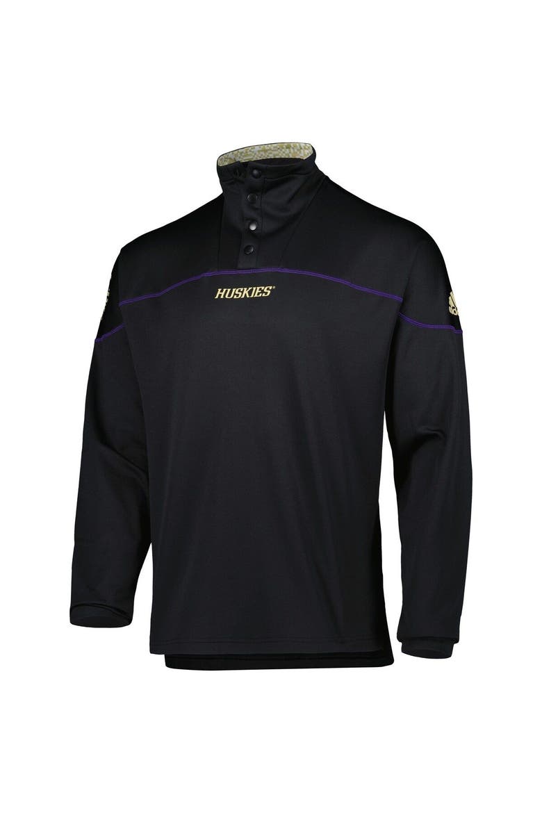 Men's adidas Black Washington Huskies AEROREADY Knit Quarter-Snap Jacket, Alternate, color, Black