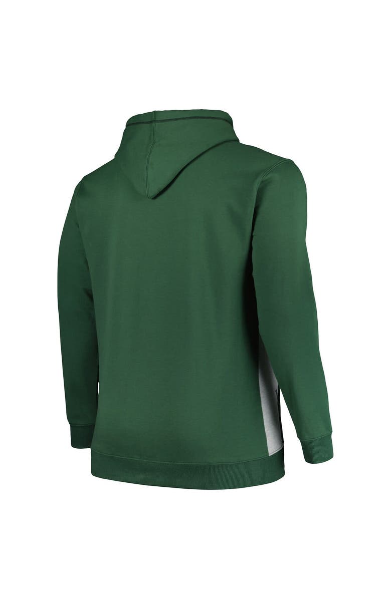 FANATICS Men's Fanatics Branded Hunter Green/Heather Gray Milwaukee Bucks Big & Tall Contrast Pieced Stitched Full-Zip Hoodie, Alternate, color, Hunter Green