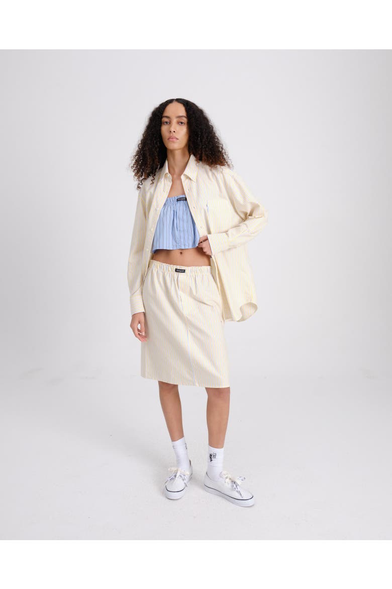 Boxer Pencil Skirt, Alternate, color, YELLOW STRIPE OXFORD