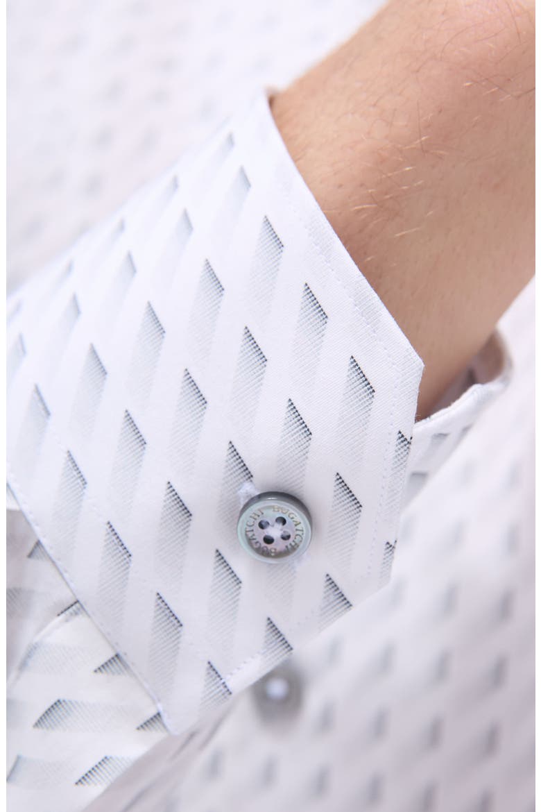 Axel Geo Print Shaped Fit Stretch Cotton Button-Up Shirt, Alternate, color, PLATINUM