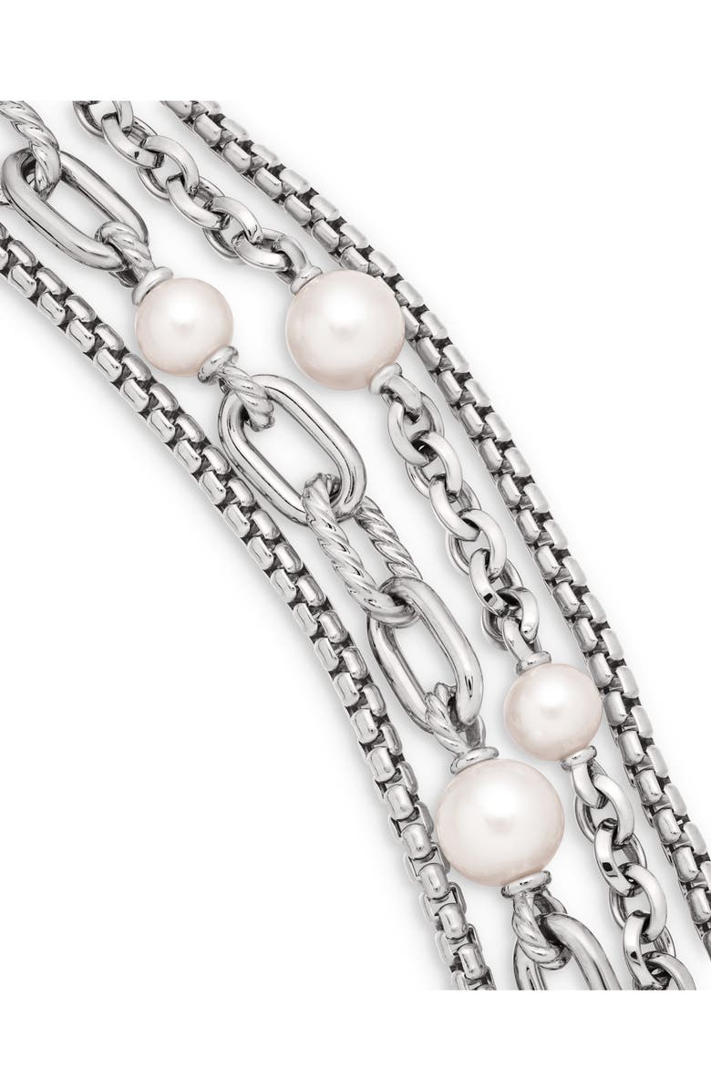 David Yurman DY Madison<sup>®</sup> Pearl Multi Row Chain Necklace in Sterling Silver with Pearls, Alternate, color,