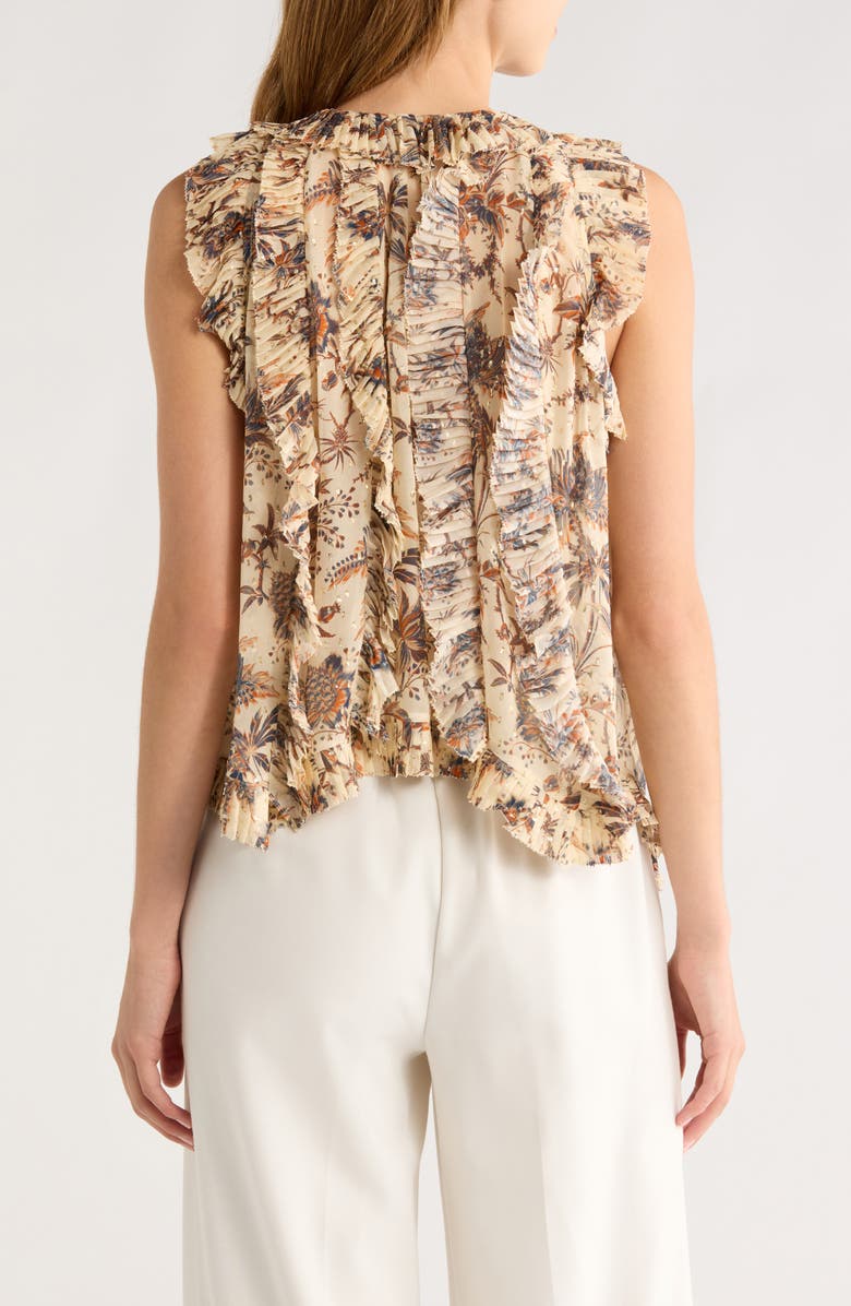 Ulla Johnson Sabra Floral Metallic Sleeveless Silk Blend Top, Alternate, color, Cameo