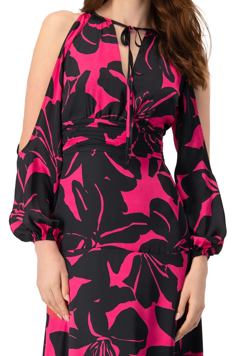 Off-Shoulder Long Sleeve Maxi Dress, Alternate, color, Fuchsia