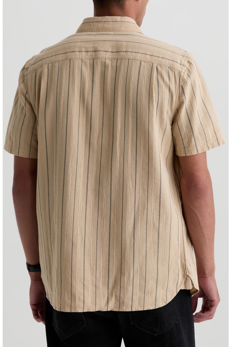 Mason Striped Short Sleeve Work Shirt, Alternate, color, NATURAL/BLACK STRIPE
