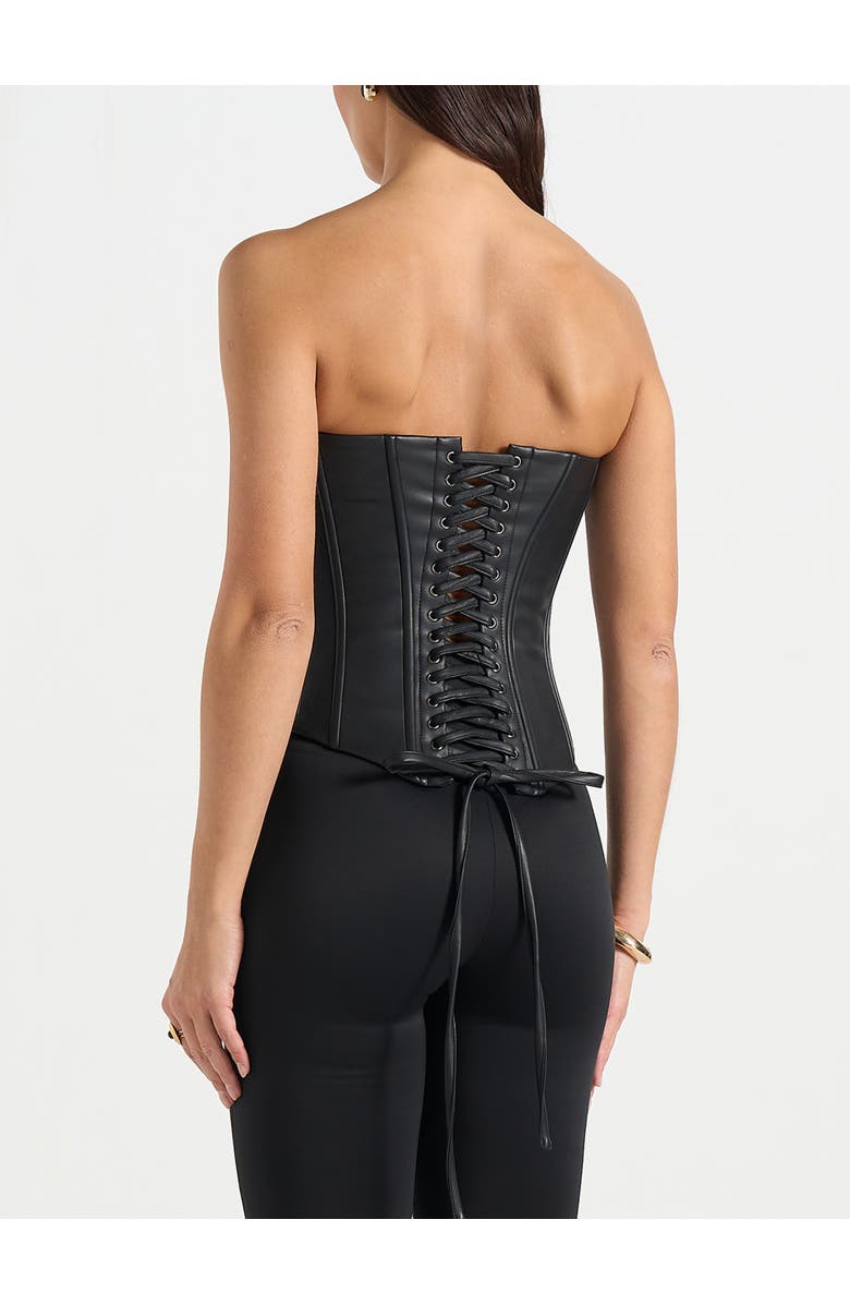 Manière De Voir Scarlett Leather Lace Up Corset, Alternate, color, Black