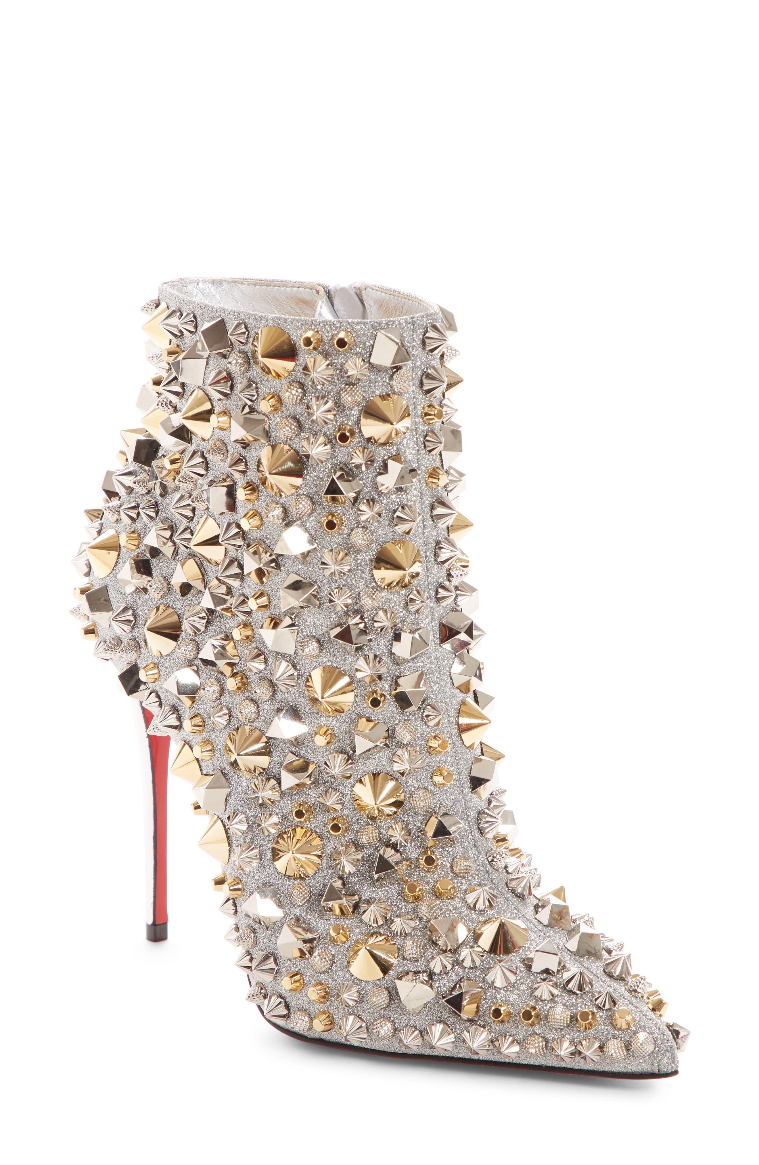 Christian Louboutin So Kate Studded Glitter Bootie, Main, color, 