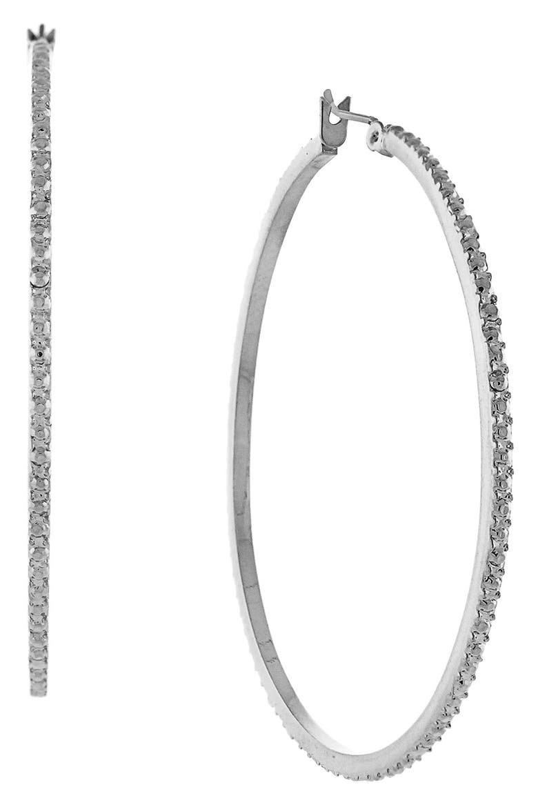 Textured Hoop Earrings, Main, color, SILVER