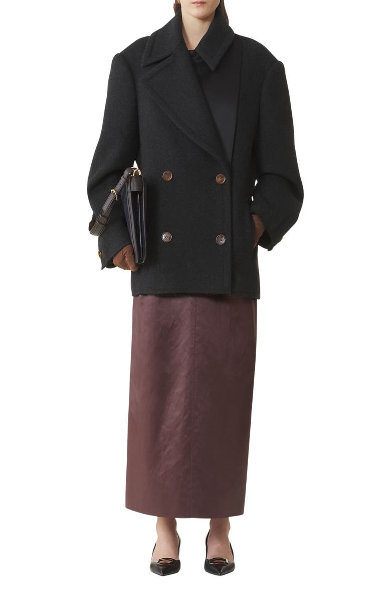 Lanvin Wool Peacoat, Main, color, Anthracite