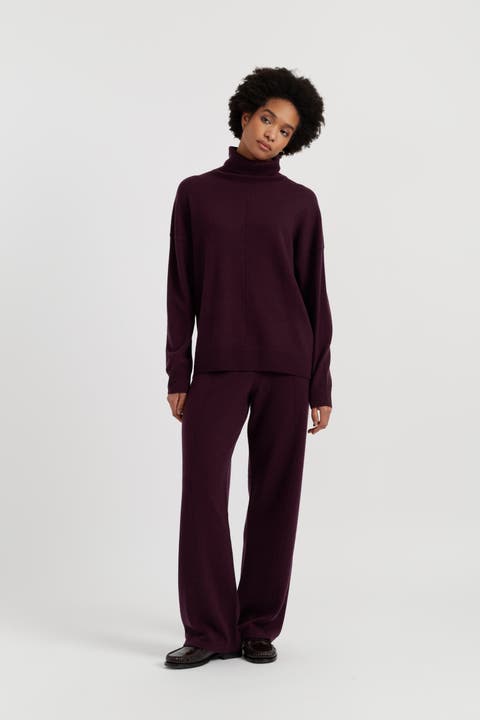 Wool Cashmere Wide Leg Track Pants