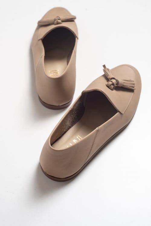 Forever & Always Shoes Mona Soft Leather Tassel Loafer In Cream Beige Leather