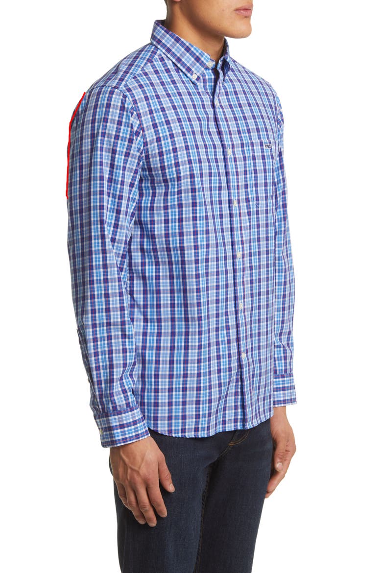 Tattersall Classic Fit Stretch Poplin Button-Down Shirt, Alternate, color, NEWPORT BLUE