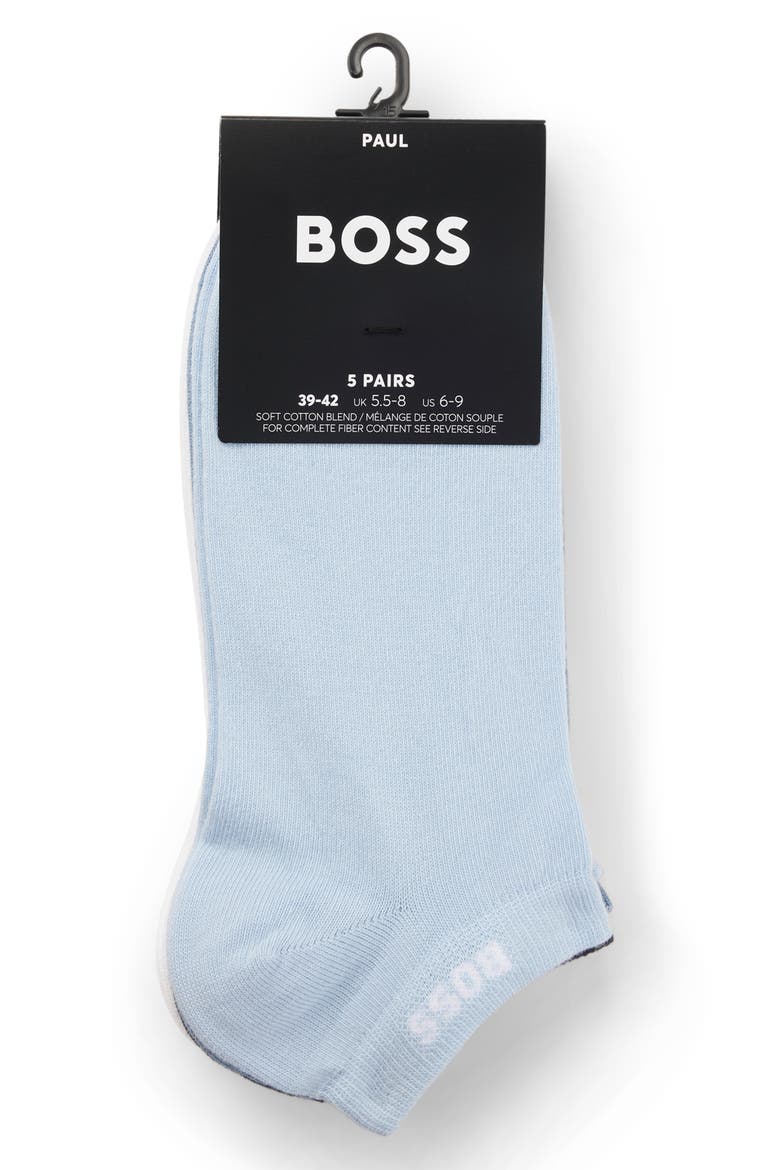 Assorted 5-Pack Cotton Blend Ankle Socks, Alternate, color, BLUE/ BLACK/ WHITE ASSORTED
