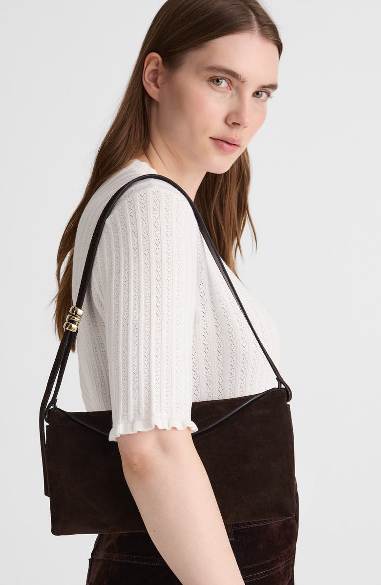 Madewell The Date Night Suede Shoulder Bag, Alternate, color, Dark Carob