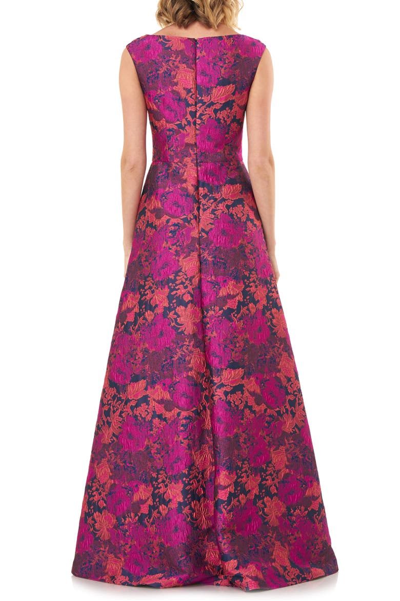 Poppy Jacquard & Stretch Crepe Maxi Romper, Alternate, color, FUCHSIA MULTI