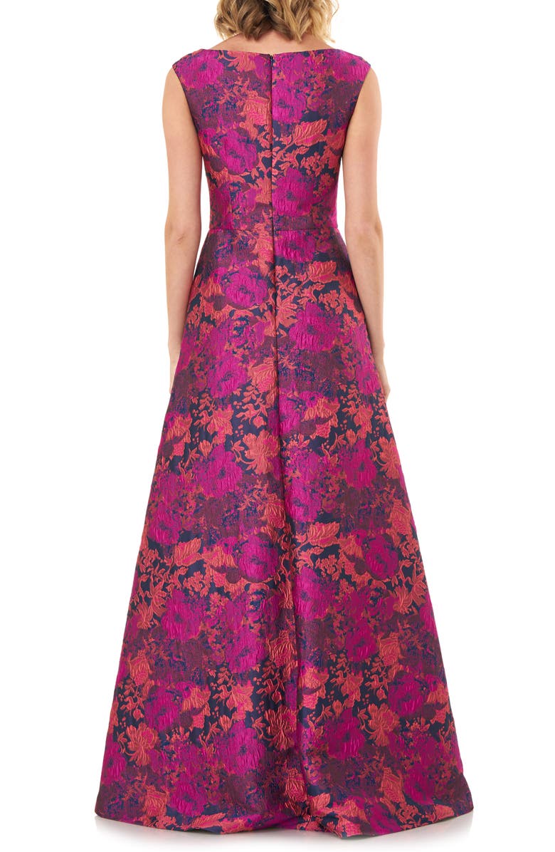 Kay Unger Poppy Jacquard & Stretch Crepe Maxi Romper, Alternate, color, 