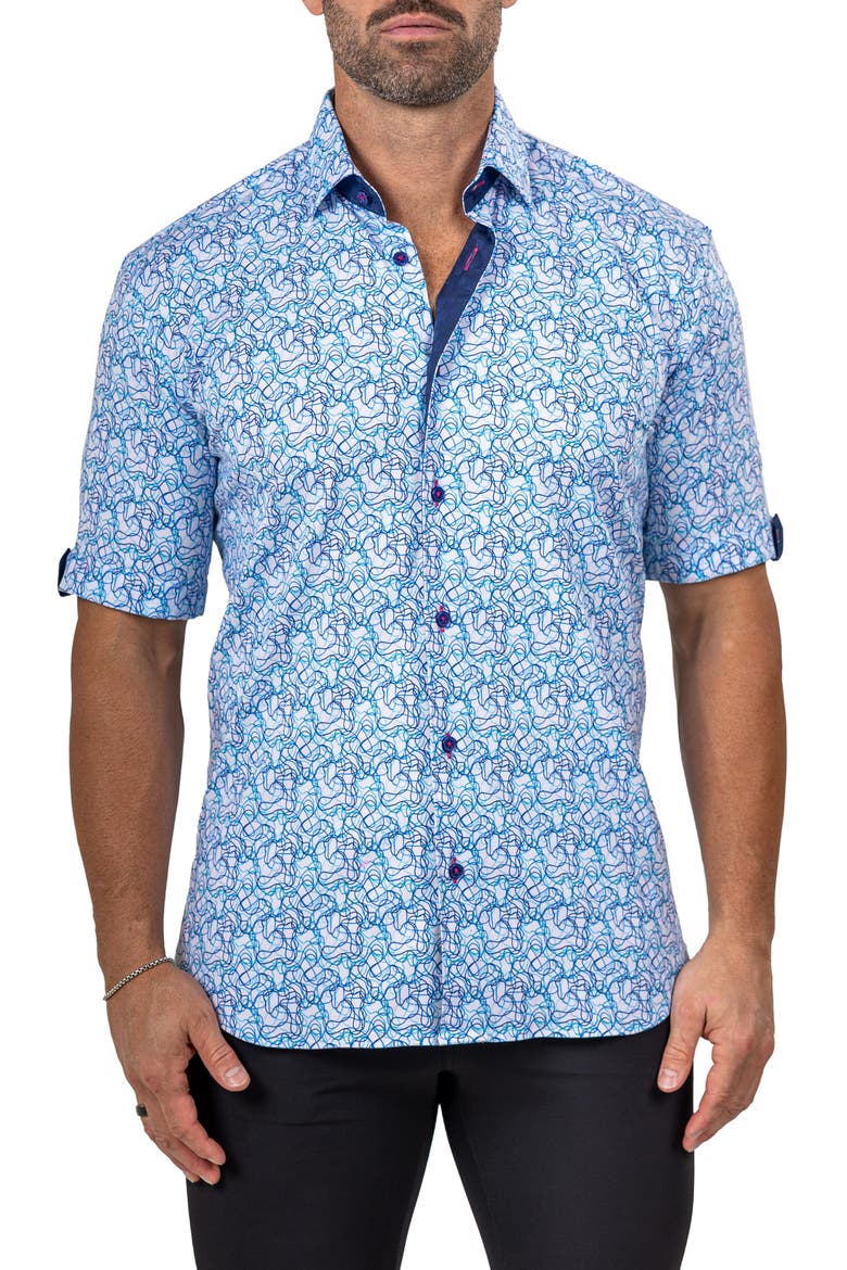 Galileo Marthy Short Sleeve Button-Up Shirt, Main, color, WHITE