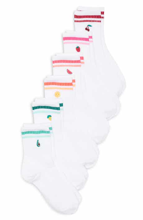 90 DEGREE BY REFLEX Assorted 6-Pack Color Stripe Half Crew Socks
