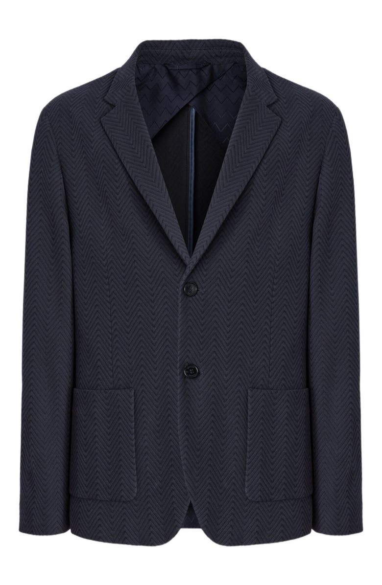 Missoni Single-breasted Blazer In Cotton And Viscose With Tone-on-tone Zigzag Pattern, Alternate, color, Blue