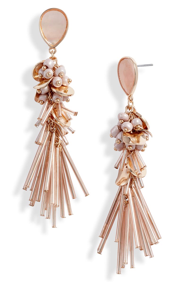 Rachel Parcell Beaded Linear Statement Earrings, Main, color, 