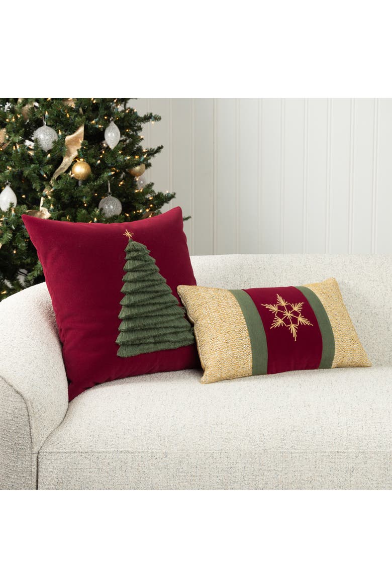 Tradition Gold Handmade Indoor & Outdoor Woven Accent Holiday Pillow, Alternate, color, Gold