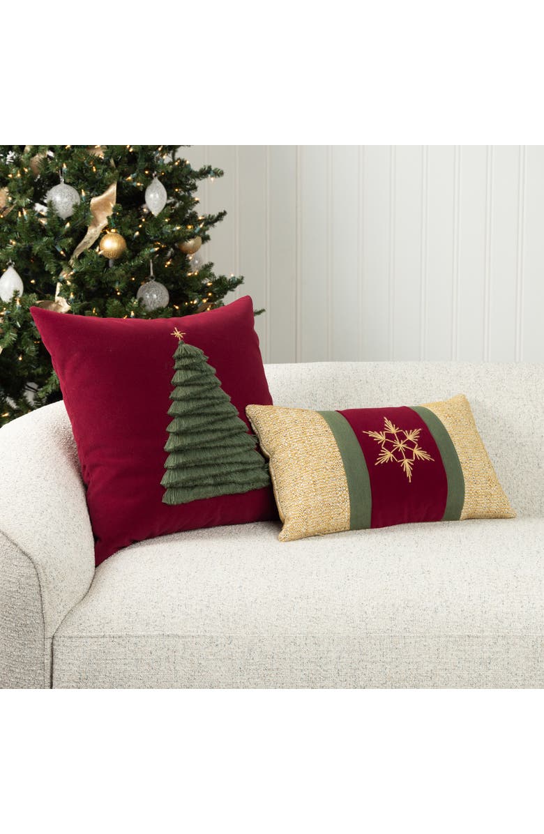 Elaine Smith Tradition Gold Handmade Indoor & Outdoor Woven Accent Holiday Pillow, Alternate, color, Gold