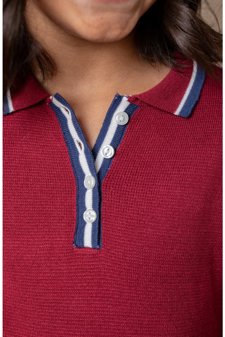 Baby Girls' Organic Henley Sweater Dress, Infant, Alternate, color, Oxblood with Tipping