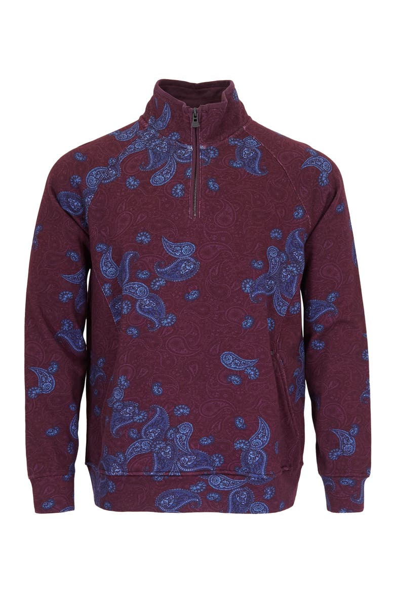 Craig Brushed Interlock Quarter Zip Pullover, Main, color, Montgat Paisley Plum