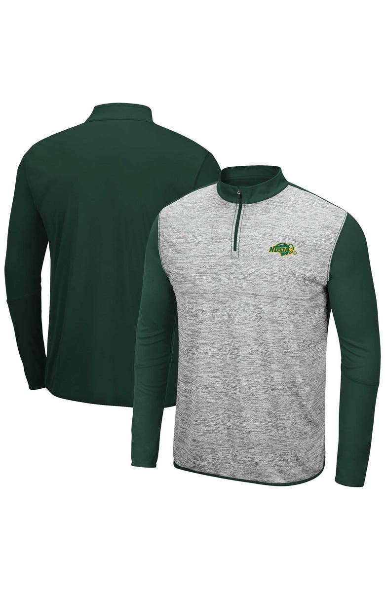 COLOSSEUM Men's Colosseum Heather Gray/Green NDSU Bison Prospect Quarter-Zip Jacket, Main, color, 