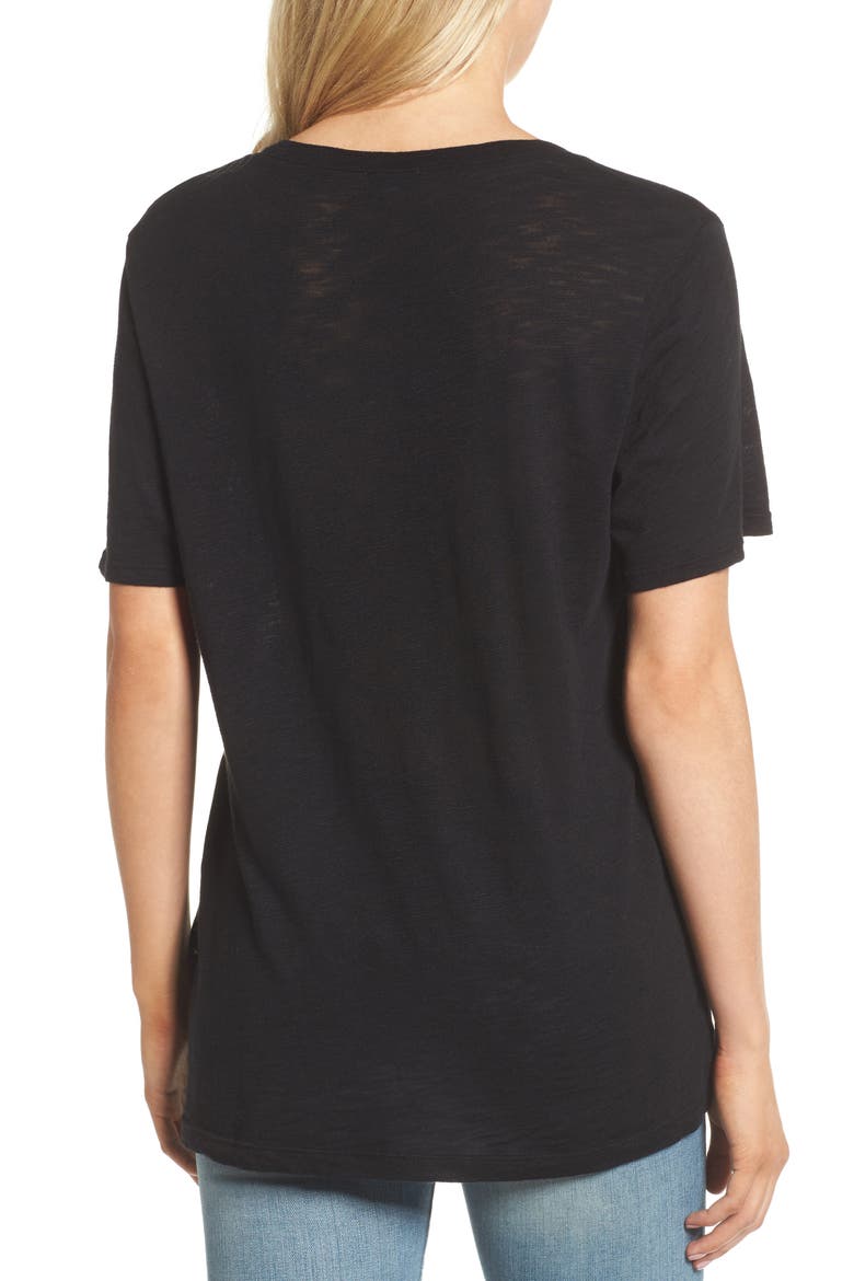 Everly Slub V-Neck Tee, Alternate, color, BLACK