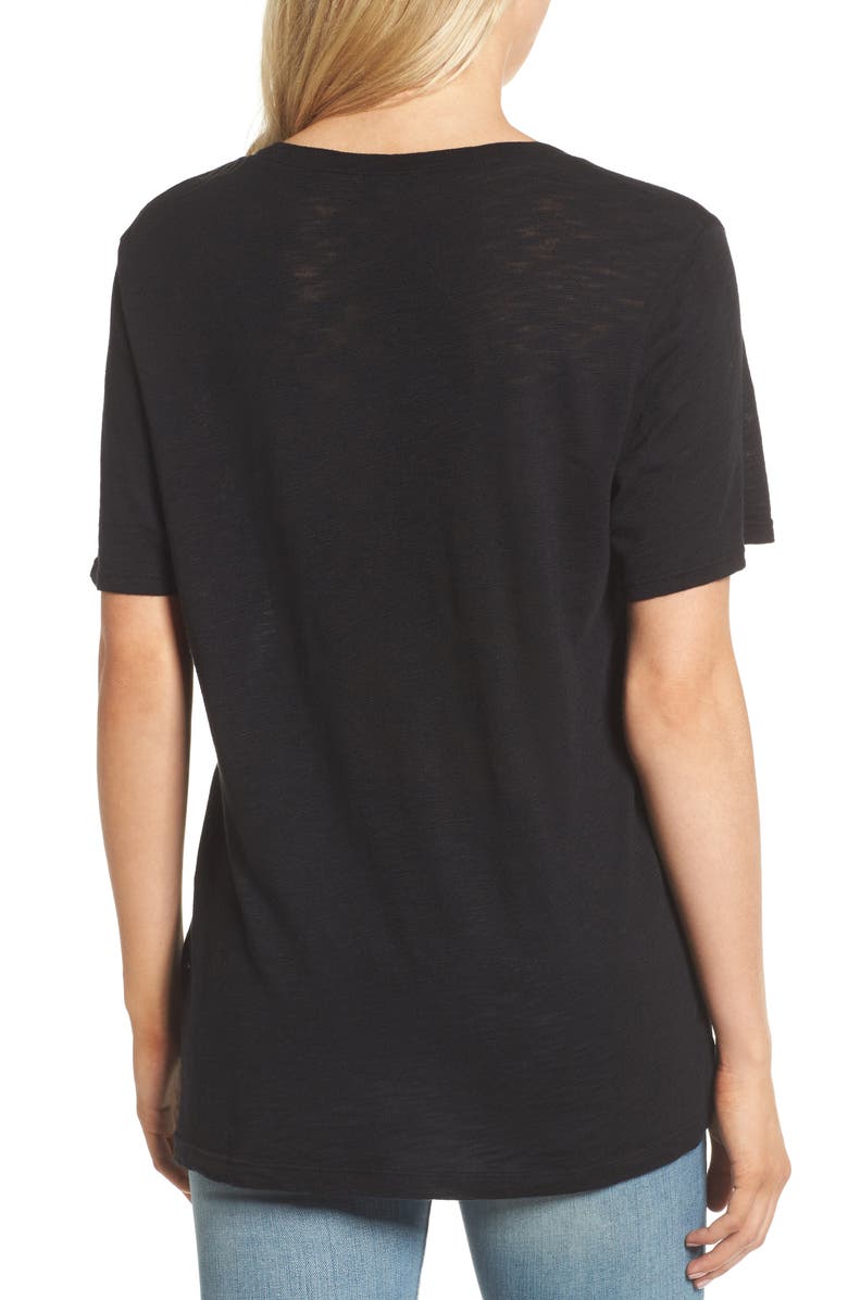 Splendid Everly Slub V-Neck Tee, Alternate, color, Black