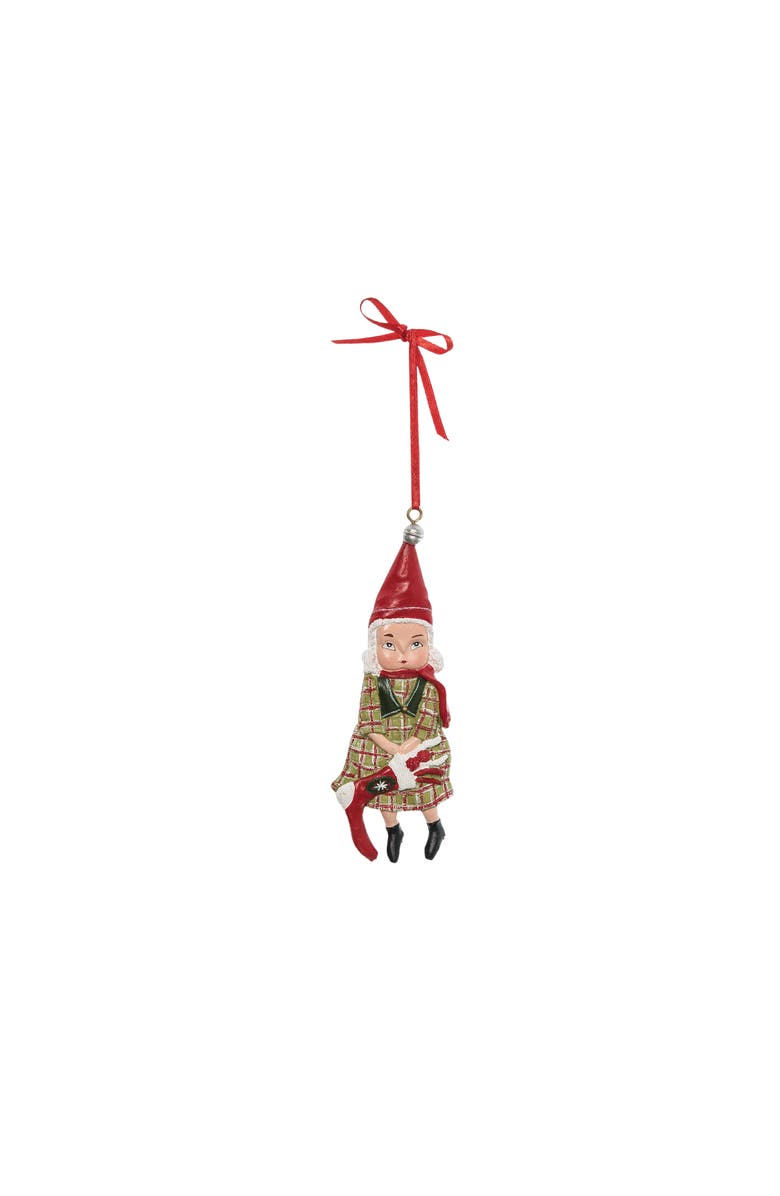 Gallerie II "Ella" Santa's Helper Christmas Decor Decoration Gathered Traditions Joe Spencer Ornament, Main, color, Red