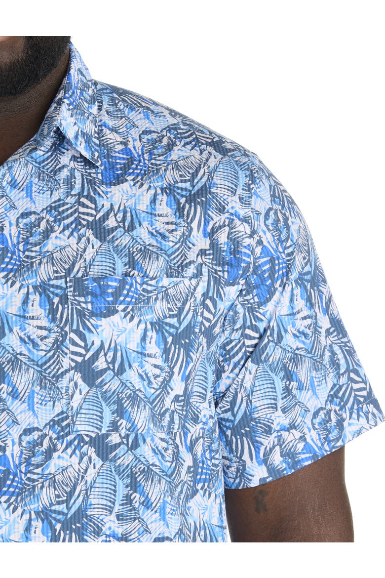 Big & Tall  Seersucker Floral Sport Shirt, Alternate, color, BLUE