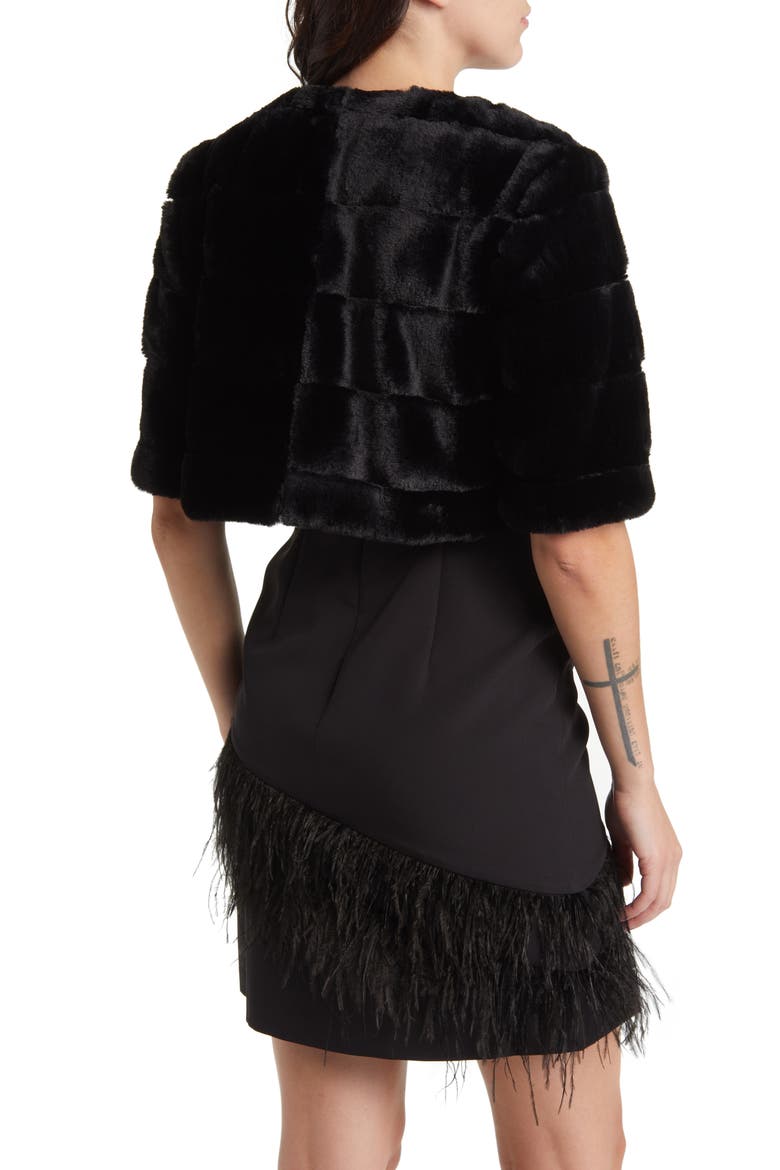 Faux Fur Crop Jacket, Alternate, color, BLACK