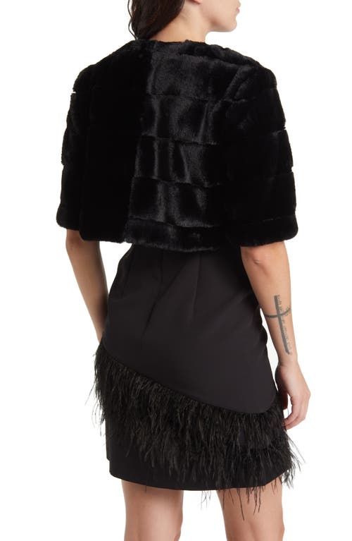 Eliza J Furbie Cropped Faux Fur Jacket In Black