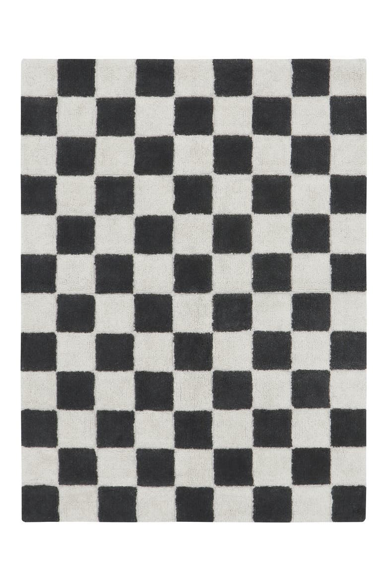 Tiles Washable Cotton Blend Rug, Main, color, GREY