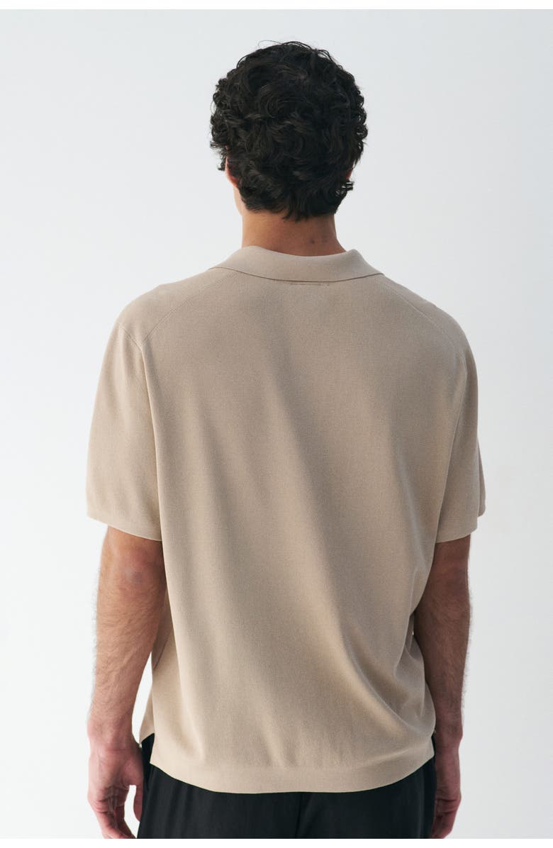 H&M Cooling Regular Fit Knitted Polo Shirt, Alternate, color, Light Beige