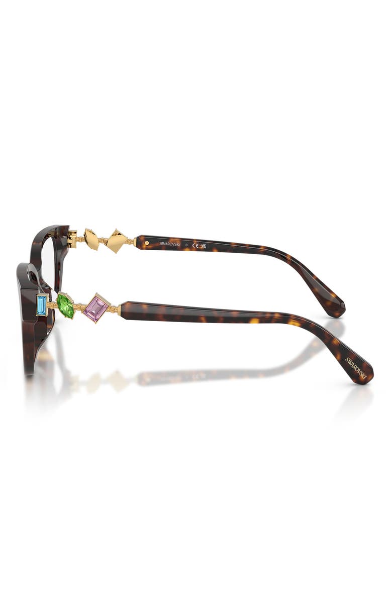 Swarovski 54mm Crystal Embellished Pillow Optical Glasses, Alternate, color, Havana / Demo Lens