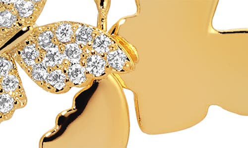 Eye Candy Los Angeles Lihua Butterfly Drop Earrings In Gold