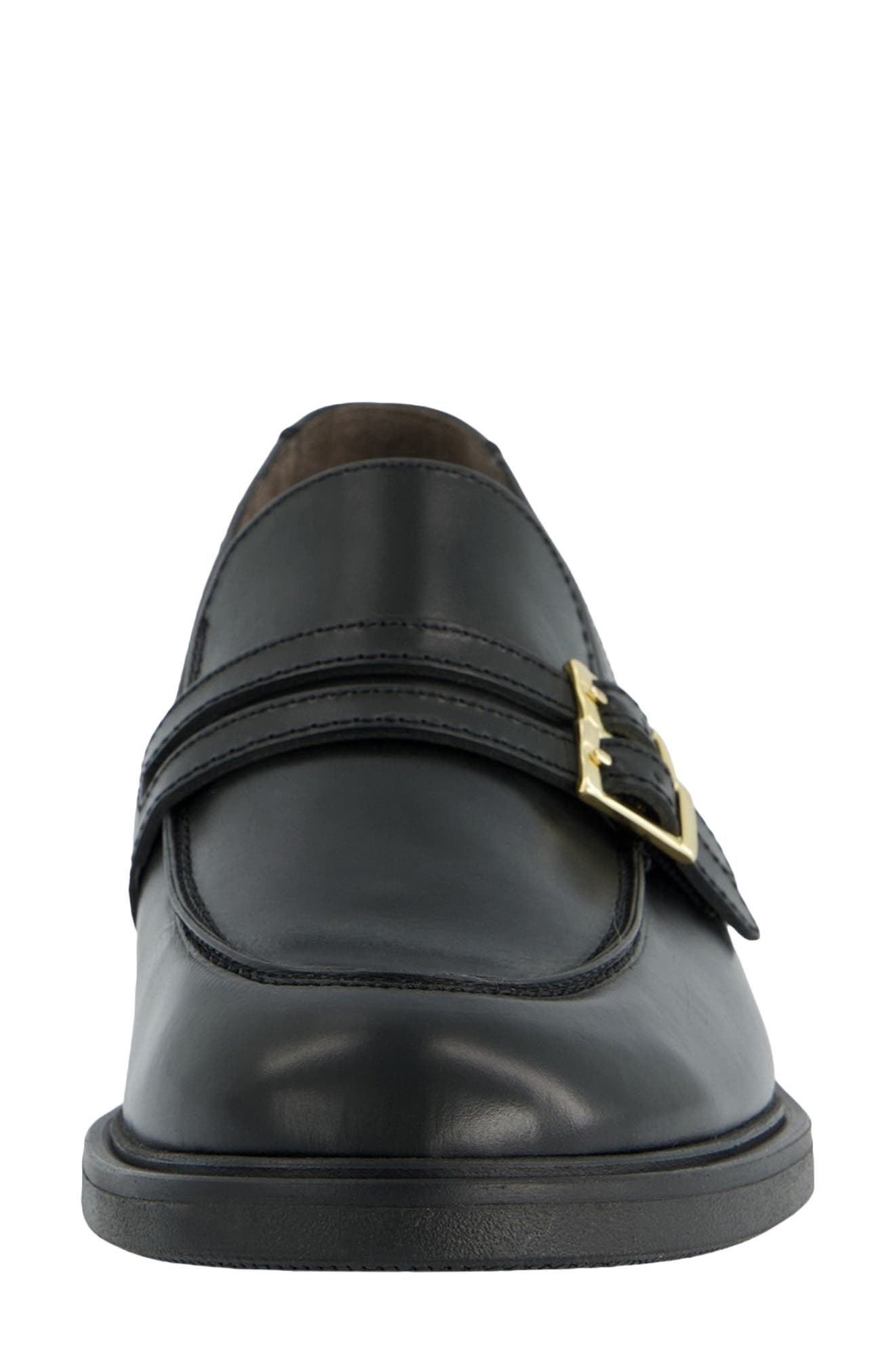 Paul Green Caspian Two Buckle Leather Loafer, Alternate, color, Black Brushed Leather