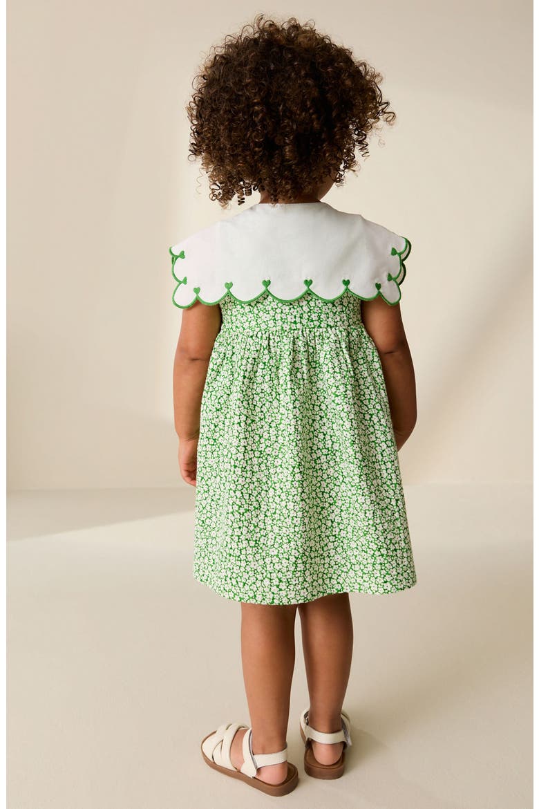 Kids' Frill Collar Floral Print Dress, Alternate, color, GREEN