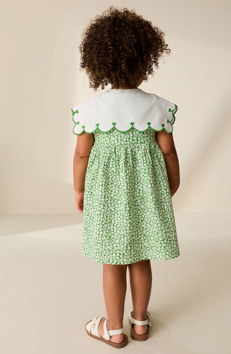 NEXT Kids' Frill Collar Floral Print Dress, Alternate, color, Green