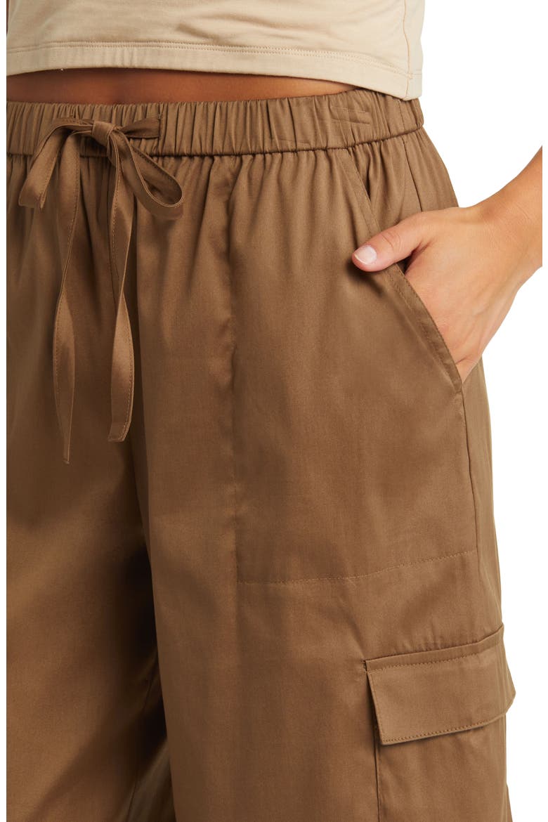 Cotton Blend Drawstring Cargo Pants, Alternate, color, BROWN TEAK