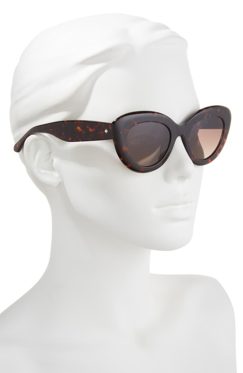Kate Spade New York capri 50mm gradient cat eye sunglasses, Alternate, color, Havana