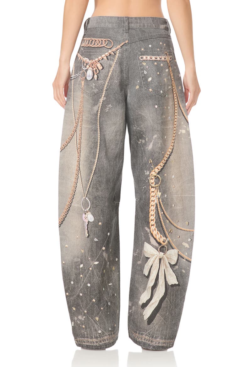 Barrel High Waist Wide Leg Jeans, Alternate, color, BLACK GRUNGE PRINT